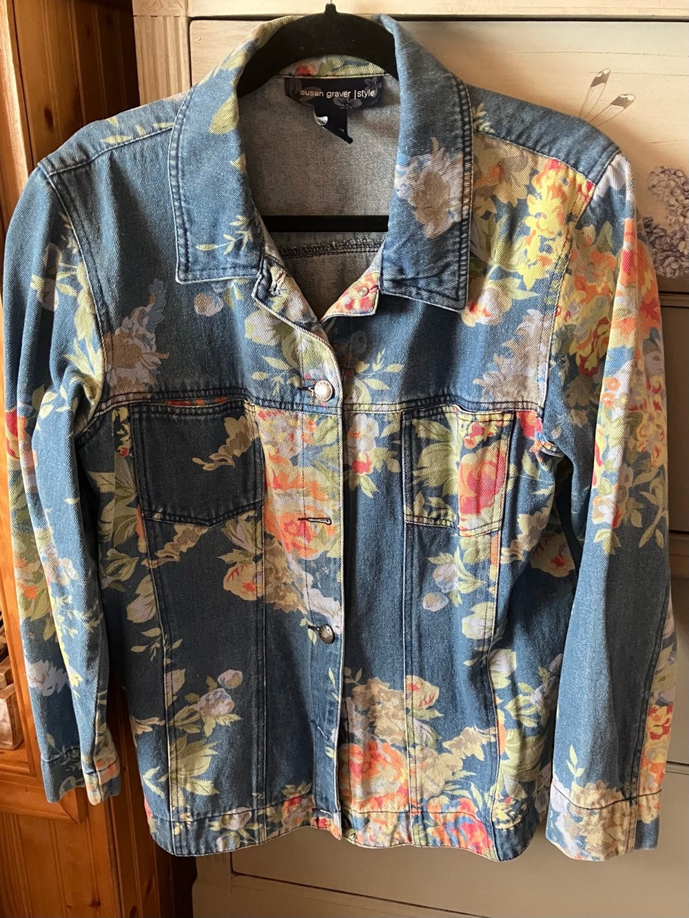 Susan Graver Blue Floral Jean Jacket